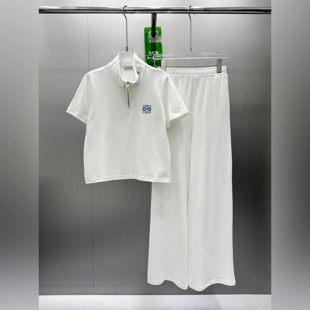 Loewe white Polo shirt and straight-leg pants casual suit - Picture 1 of 7
